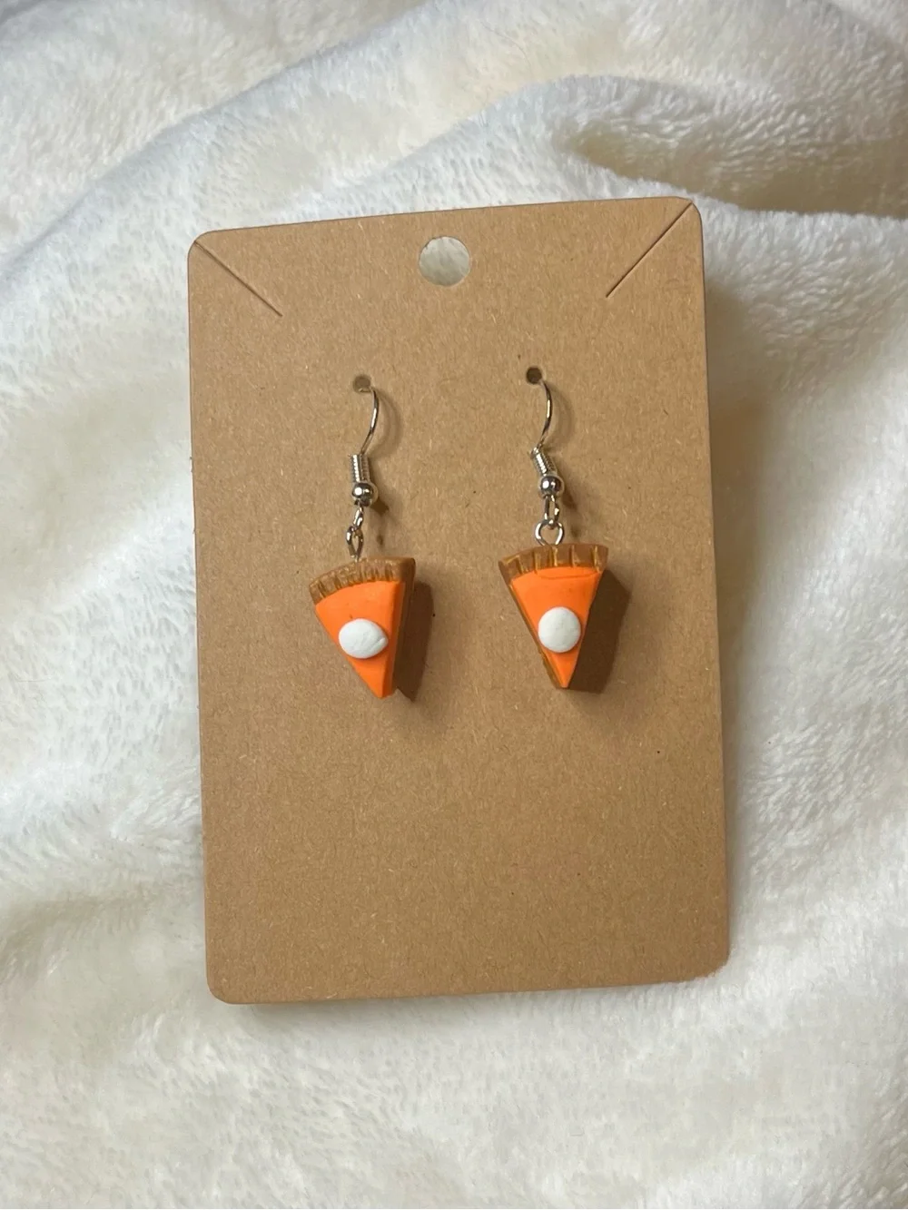 Orange Pumpkin Pie Slice Dangle Earrings Handmade Great for Fall / Halloween
